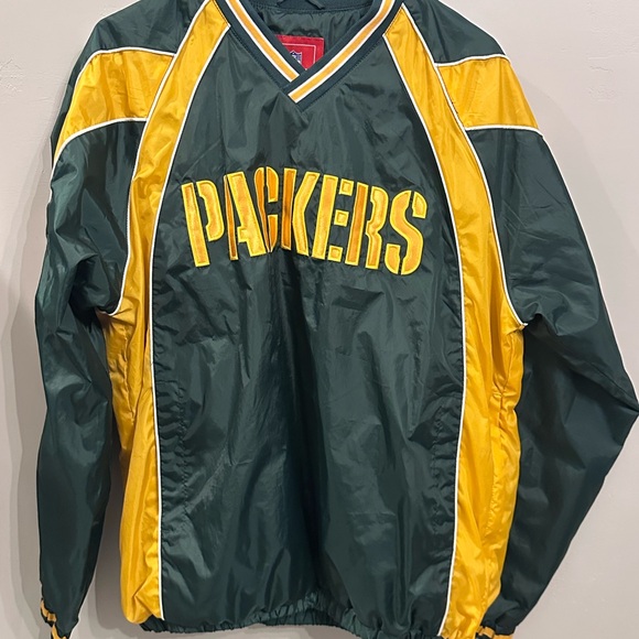 NFL Green Bay Packers Green & Gold Pullover Windbreaker Jacket | Size Medium - Picture 1 of 5